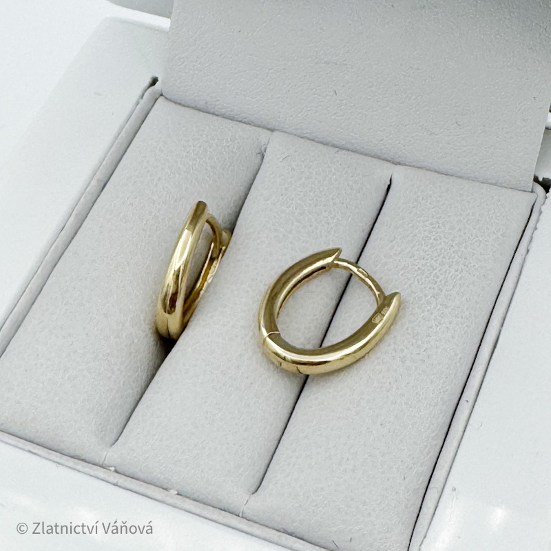 Žluté zlato náušnice malé oválky